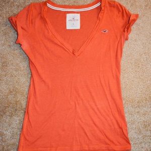 Orange v-neck T-shirt